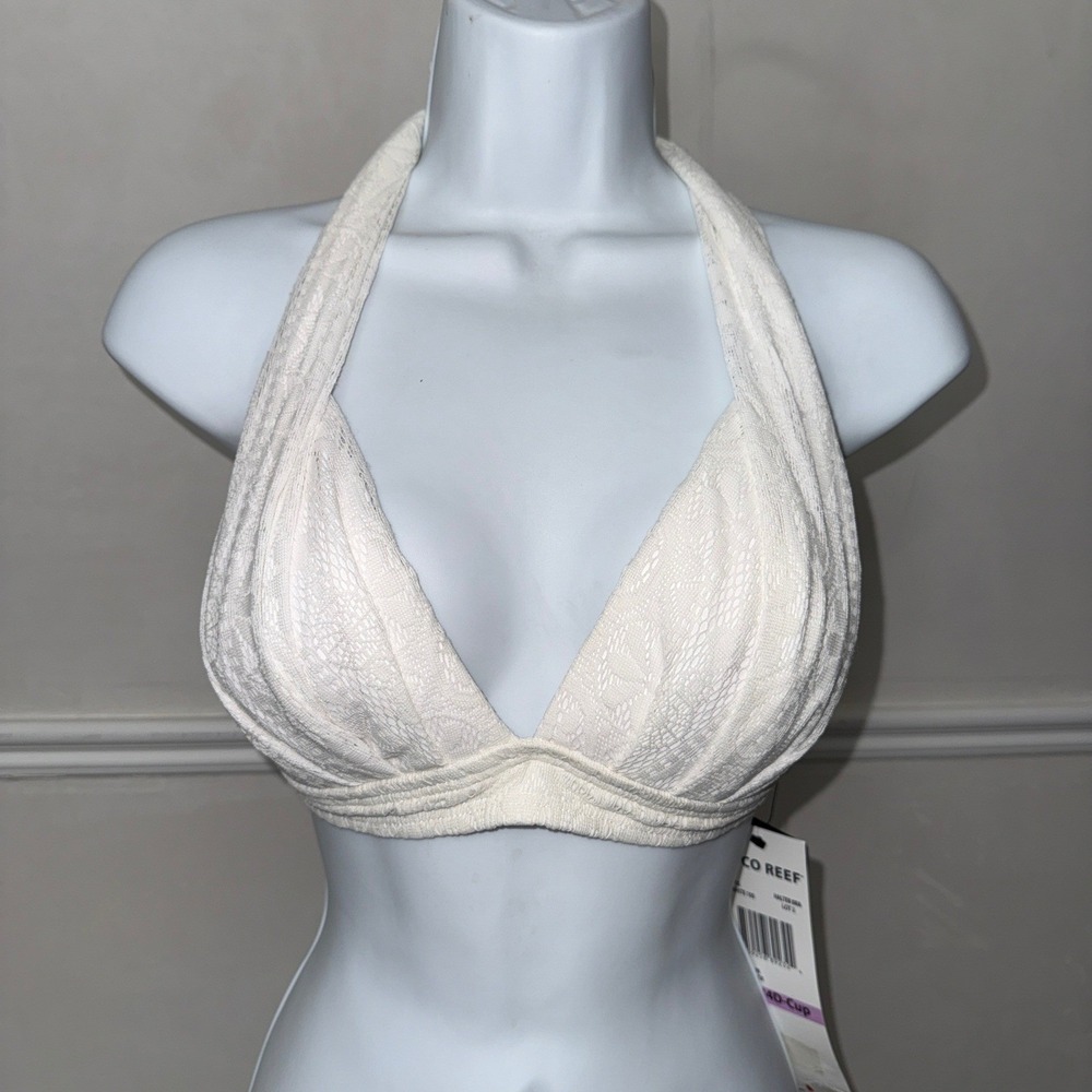 Coco Reef White‎ Lace Halter Bikini Top Swimsuit 32/34D U48705 NEW